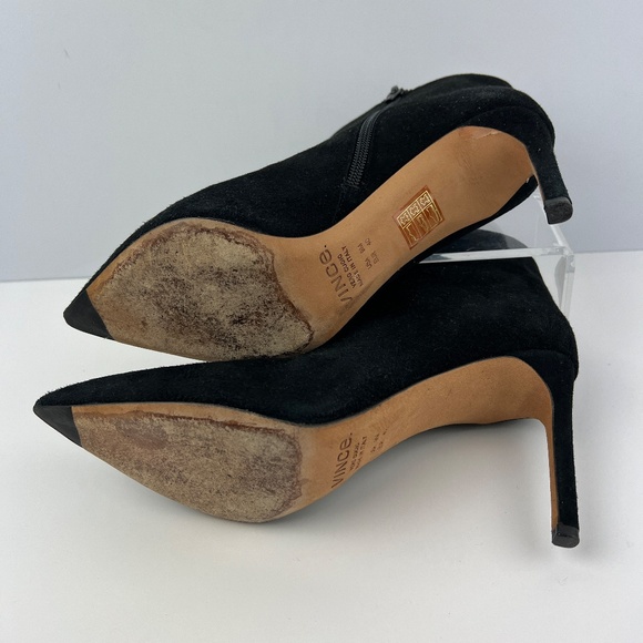 Vince Black Suede Heeled Booties Womens Size 9 - Picture 6 of 7
